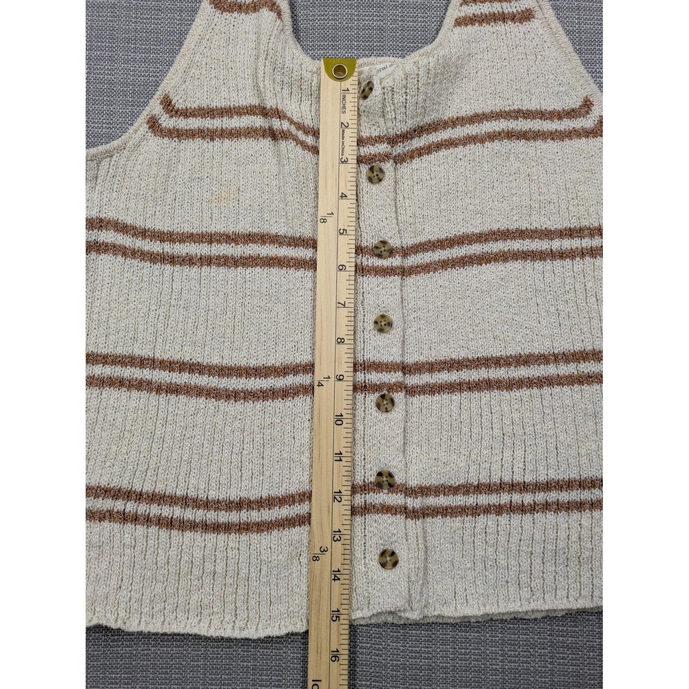 The General Good Sweater Vest Womens XXL White Brown Stripe Knit Boho - Picture 6 of 8